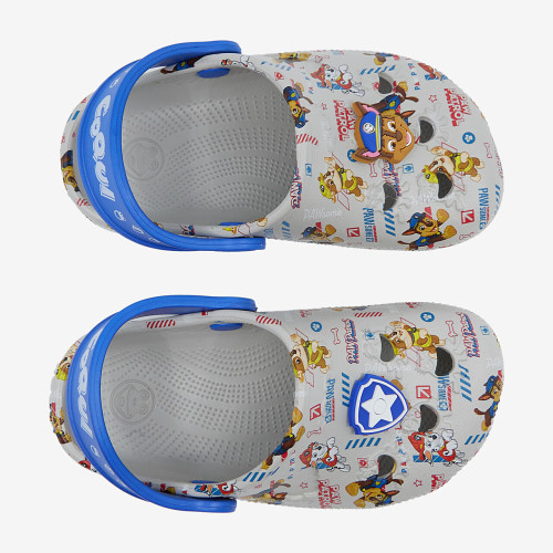 Detské clogsy nazúvaky Tlapková patrola Little Frog sivé s amuletom Coqui