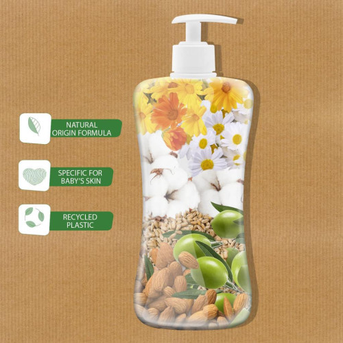 Šampón na vlasy a telo s dávkovačom Baby Moments 92% prírodných zložiek 750 ml Chicco