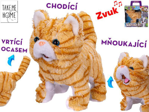 Mačka plyšová 21 cm na batérie mňaukajúce a vrtiace chvostom Take Me Home