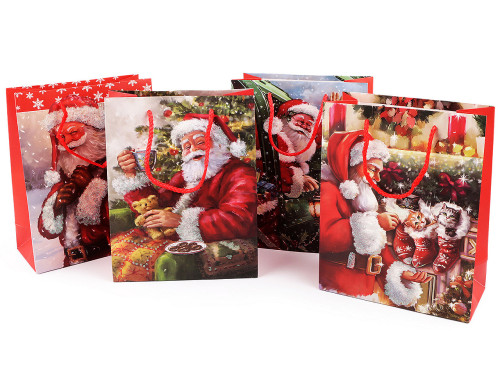 Vianočná darčeková taška s glitrami 32 x 26 x 10 cm Santa 4