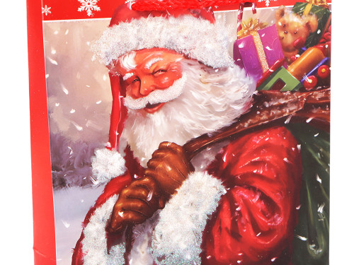 Vianočná darčeková taška s glitrami 18 x 23 x 8 cm Santa 1