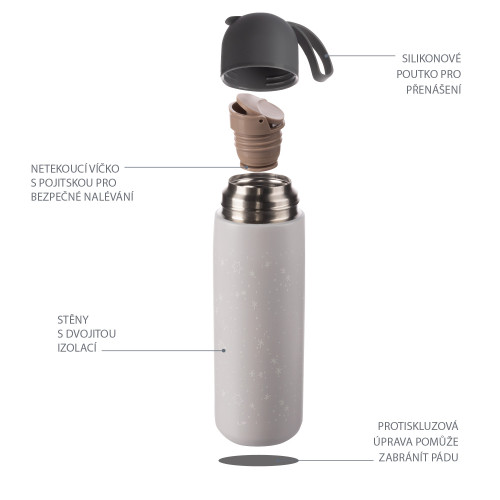 Termoska na tekutiny so silikónovým držiakom 400 ml Zopa