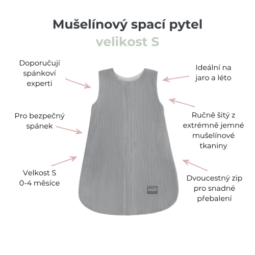 Letný a jarný mušelínový spací vak Love béžový so srdiečkami Sleepee