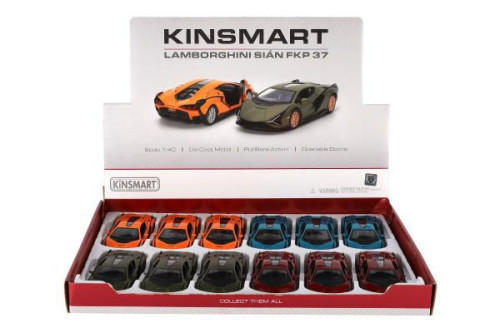 Auto Kinsmart Lamborghini Sián FKP 37 kov/plast 13 cm na spätné natiahnutie 12ks v bo