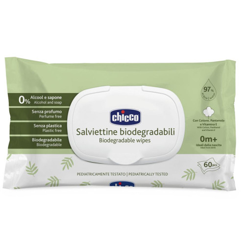 Detské vlhčené obrúsky bez obsahu plastov 60 ks Chicco