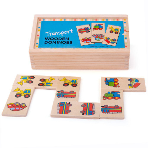 Drevené domino dopravné prostriedky Bigjigs Toys