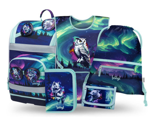 Set 5 Zippy Plus Aurora: aktovka, peračník, vrecko, zástera, peňaženka GRS Baagl