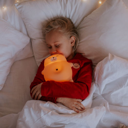 LED silikónová nočná lampička - chrápajúci medvedík Mary's