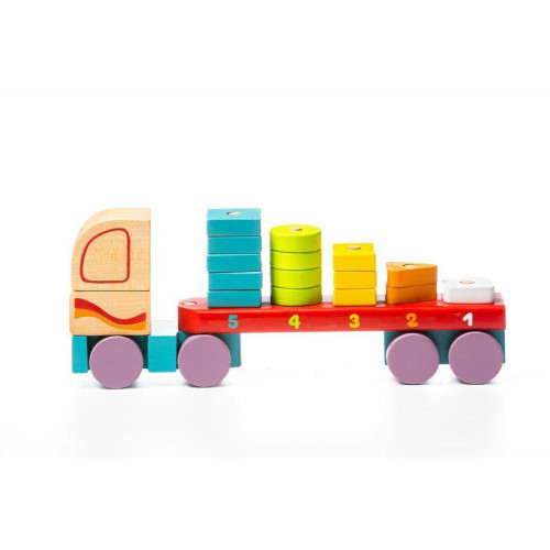 Kamión s geometrickými tvarmi - drevená skladačka Cubika