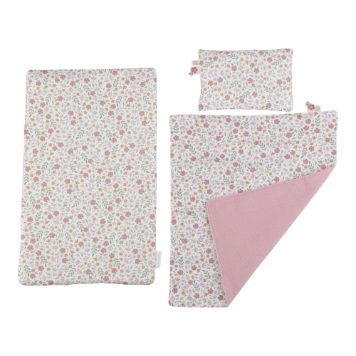 Postieľka pre bábiky drevená s perinkou Pink Little Dutch