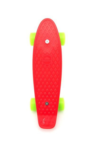 Skateboard - pennyboard 43cm, nosnosť 60kg plastovej osi, červený, zelené kolesá