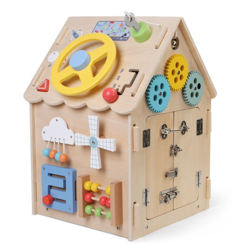 Activity Board Domček Montessori Baby Mix prírodný