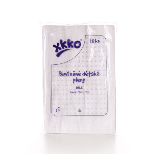 Bavlnené detské plienky KIKKO 70x70 - biela 10 ks