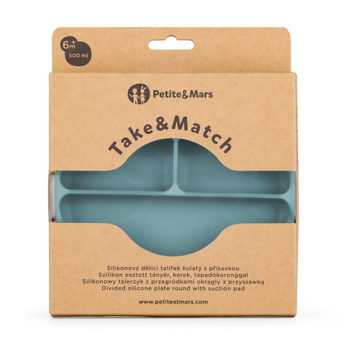 Tanierik silikónový deliaci okrúhly Take&Match 6 m+ Petite & Mars