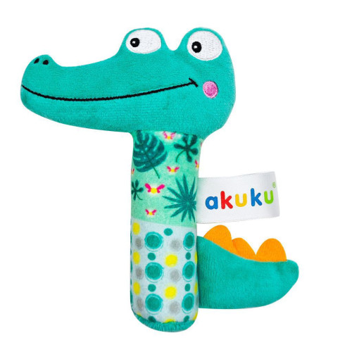 Plyšová hračka s pískatkom - Krokodíl, zelená Akuku