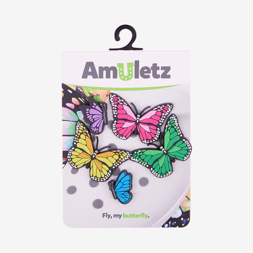 Amulety - ozdoby na topánky Amuletz Set motýlikov mix Coqui