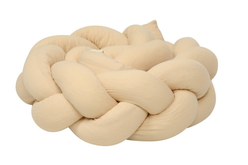 Mušelínový mantinel vrkoč 200 cm Babymatex – chránič do postieľky Pieskový