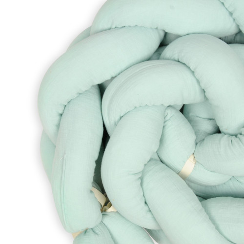 Mušelínový mantinel vrkoč 200 cm Babymatex – chránič do postieľky Mint