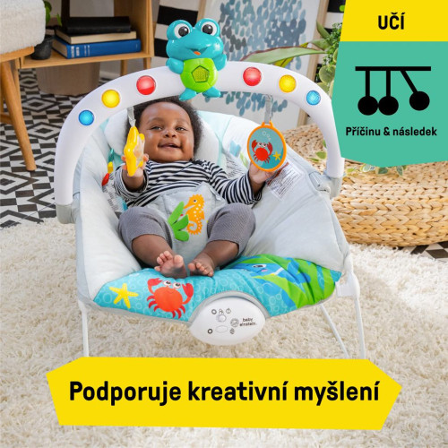 Lehátko hudobné vibračné so svetlami Kick to It Neptune do 9 kg Baby Einstein