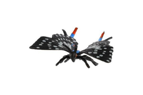 Motýľ tropický Papilio/vidlochvost čierno-šedivý zooted plast 6 cm