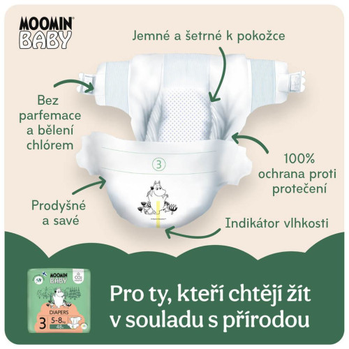 Moomin Baby 3 Midi 5–8 kg (48 ks), eko plienky