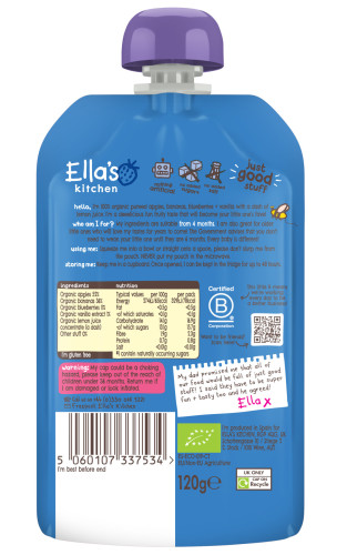 BIO Jablko, čučoriedka a banán 120 g Ella's Kitchen