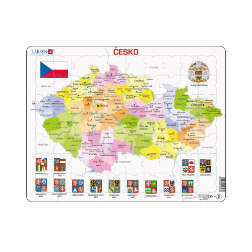 Česká republika kraja 70 dielikov Edu puzzle Dino