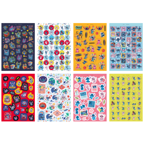 Trblietavé samolepky Stitch A5 8 hárkov