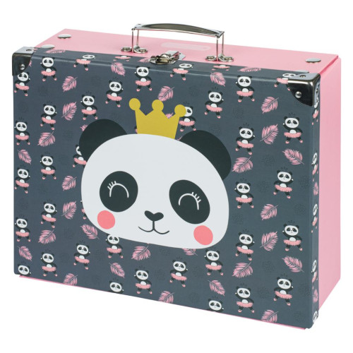 Skladací školský kufrík Panda s kovaním Baagl