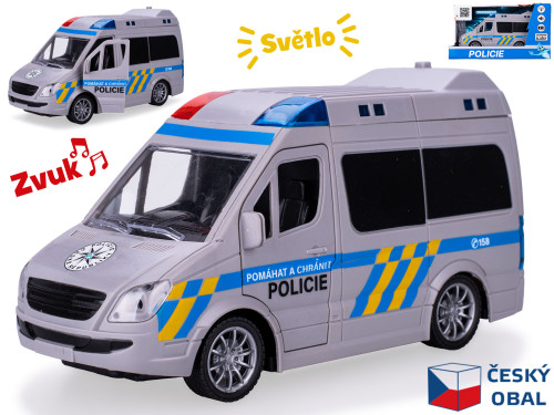 Auto polícia CZ 21,5 cm 1:20 na zotrvačník na batérie so svetlom a zvukom