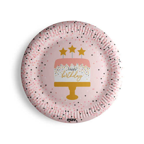 Tanieriky papierové - HB konfety ružové 23 cm, 8 ks