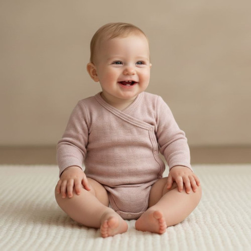 Zavinovacie body s vyhrnutým rukávom ružová vzor obdĺžnik Babyservice