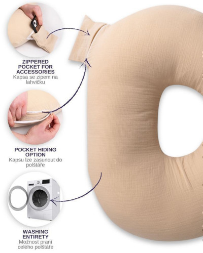 Mušelínový polohovací vankúš MiniRelax 140 cm Babymatex