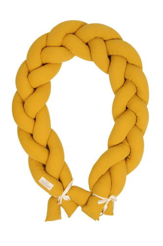 Mušelínový mantinel vrkoč 200 cm Babymatex – chránič do postieľky Okrový
