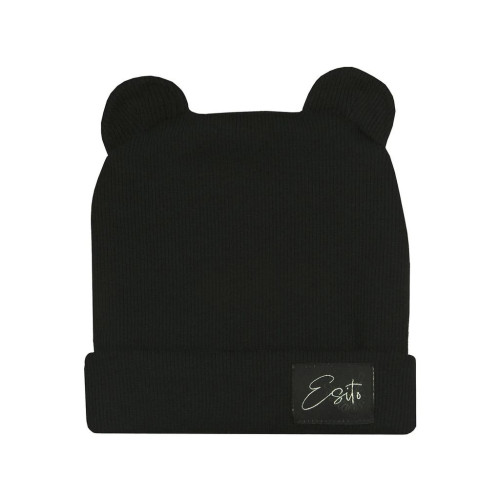 Zimná rebrovaná čiapka s uškami Color Black Esito