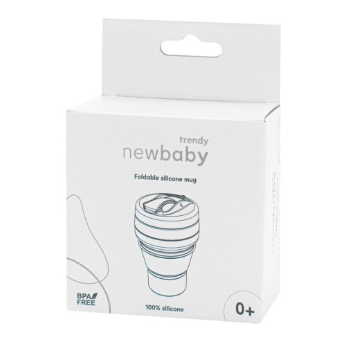 Silikónový skladací hrnček sivý 350 ml, 2 v 1 New Baby