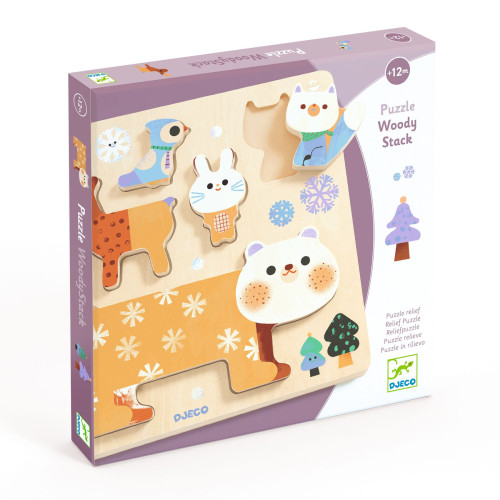 Drevené puzzle WoodyStack 5 ks Djeco