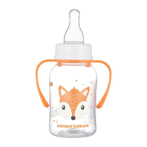 Fľaša úzkohrdlá s úchytmi Cute Animals 120 ml Canpol babies
