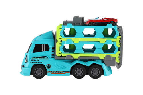 Auto kamión prepravník + auto 2 ks 22 cm na zotrvačník