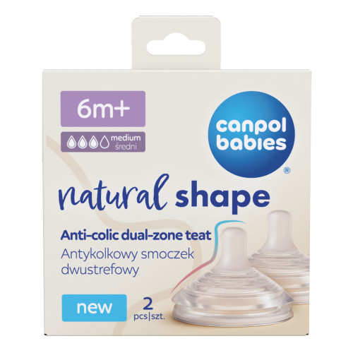 Cumlík na fľašu Natural Shape 6 m+ 2 ks Canpol babies