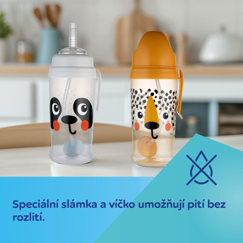 Fľaša nevylievacia športová so slamkou a závažím BabiesBoo 350 ml Canpol babies