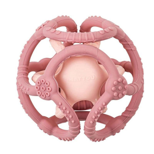 Hryzátko silikónové lopta 2v1 bez BPA 10 cm