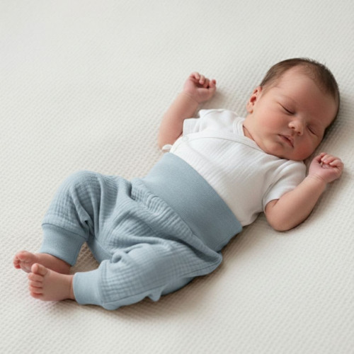 Dojčenské nohavice - buggy mušelín modrá Baby Service