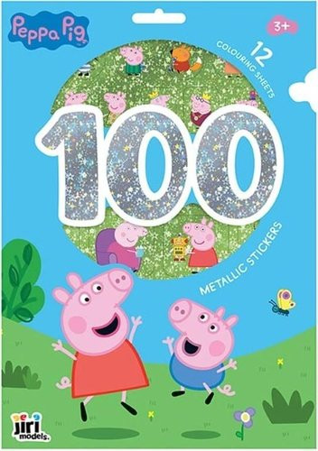 100 metalických samolepiek s omaľovánkovými listami Prasiatko Peppa