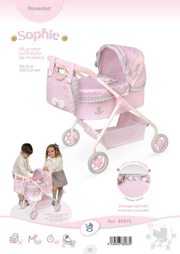 Môj prvý kočík pre bábiky s taškou Sophie 56 cm DeCuevas
