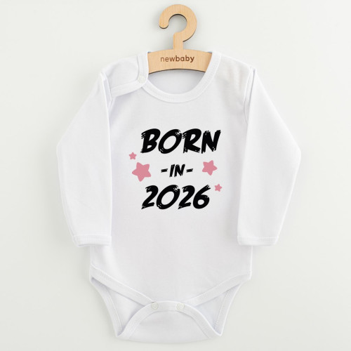 Detské body s potlačou New Baby Born in 2026 pink