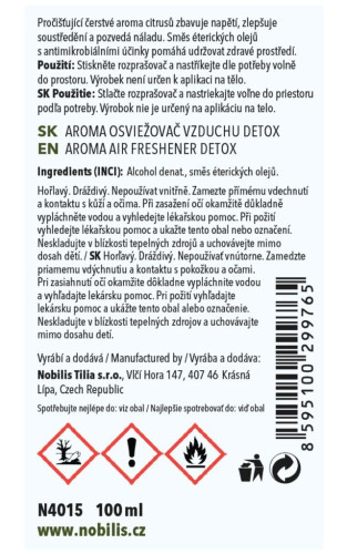 Aróma osviežovač vzduchu Detox: 100 ml Nobilis Tilia