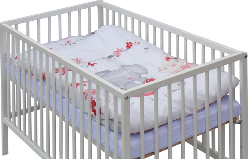 Detská postieľka biela s kompletnou výbavou 120 x 60 cm Soly Scarlett