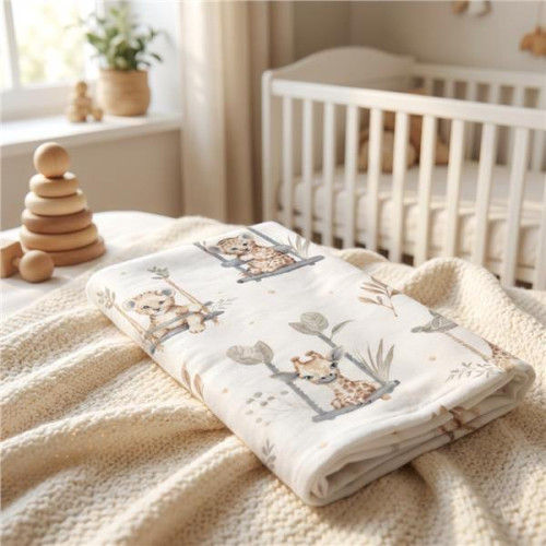 Flanelová plienka s potlačou ZOO beige New Baby