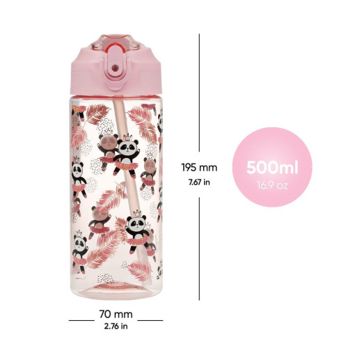 Tritánová fľaša na pitie so slamkou Panda 500 ml Baagl